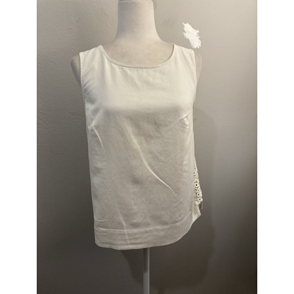 Anthropologie HD in Paris Blouse Embroidered Eyelet Sides Back Zipper Size US8